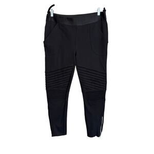 Smitten Pants Women XL Black Ankle Zip Pull On Biker Motorcycle Athletic Stretch